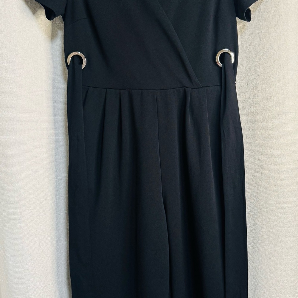 Wrapper Black Mini Dress with Silver Accents